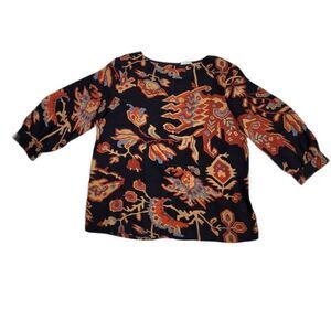 GLAM blouse abstract‎ pattern 3/4 sleeve boxy top M
